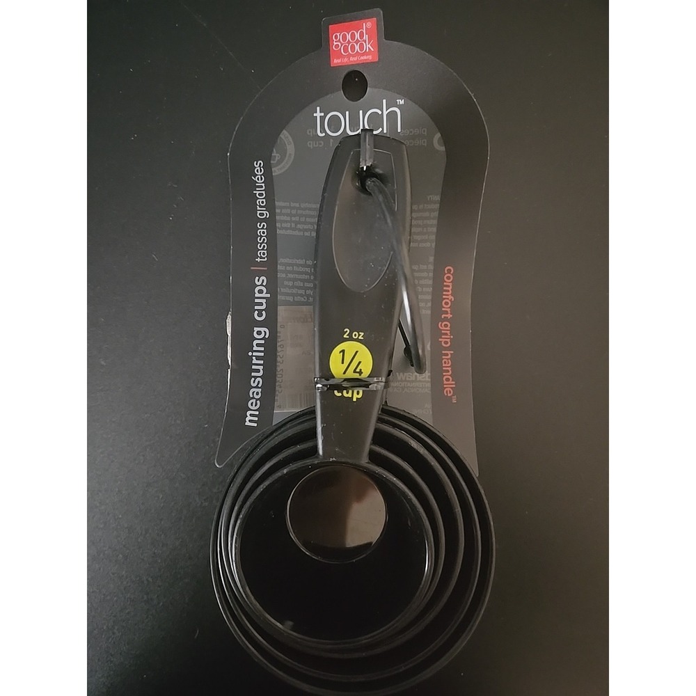 Good Cook Measuring Cups Set -  5 Pc Plastic Black Comfort Grip Handle